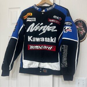 Dudack Kawasaki Ninja motorcycle bike car racing jacket vintage bomber heavy
